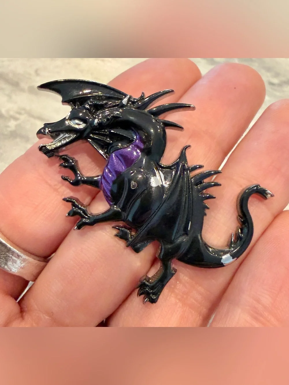 T1 Disney Parks Maleficent Sculpted Metallic 2024 Open Edition Pin Chipped paint